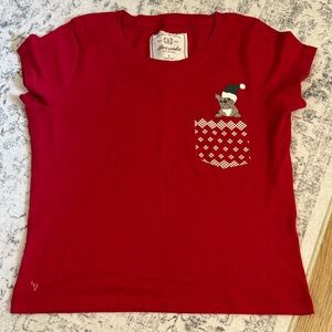 Festive Red Tee with Santa Pocket